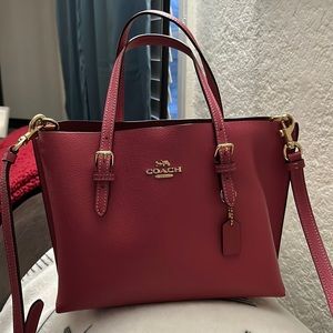 Strawberry with gold accents COACH handbag & matching wallet